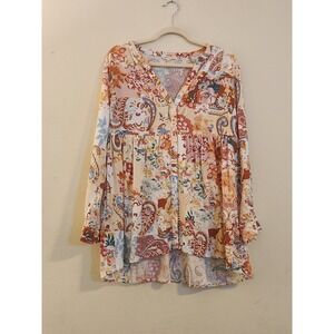 Christian Siriano New York  Large Multicolor Paisley Floral Pullover Top Cottage